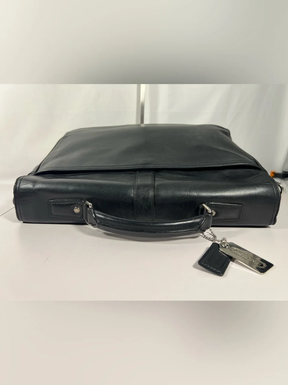 4078: Vintage Coach Black Leather Briefcase Messenger Bag 70304